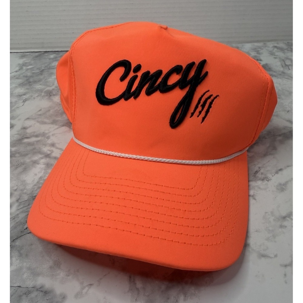 The Cincy Rope Hat Neon Orange & Black Bengals Claw Ohio Flag Snapback Hat OS